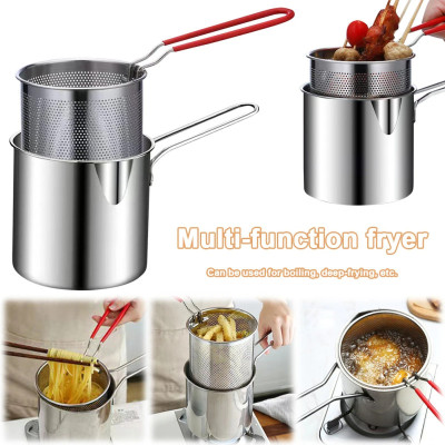 304 stainless steel Portable Deep Frying Pot with Strainer Basket